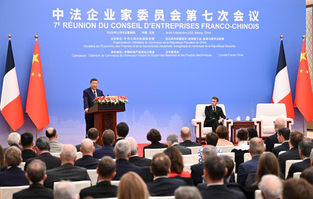 Xi e Macron participam da cerimônia de encerramento da sétima reunião do Conselho Empresarial China-França